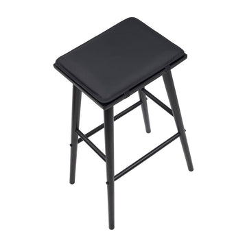 Peroni MidCentury Classic Saddle-Seat Solid Wood/Vegan Leather Backless Bar Stool with Removeable Cushion